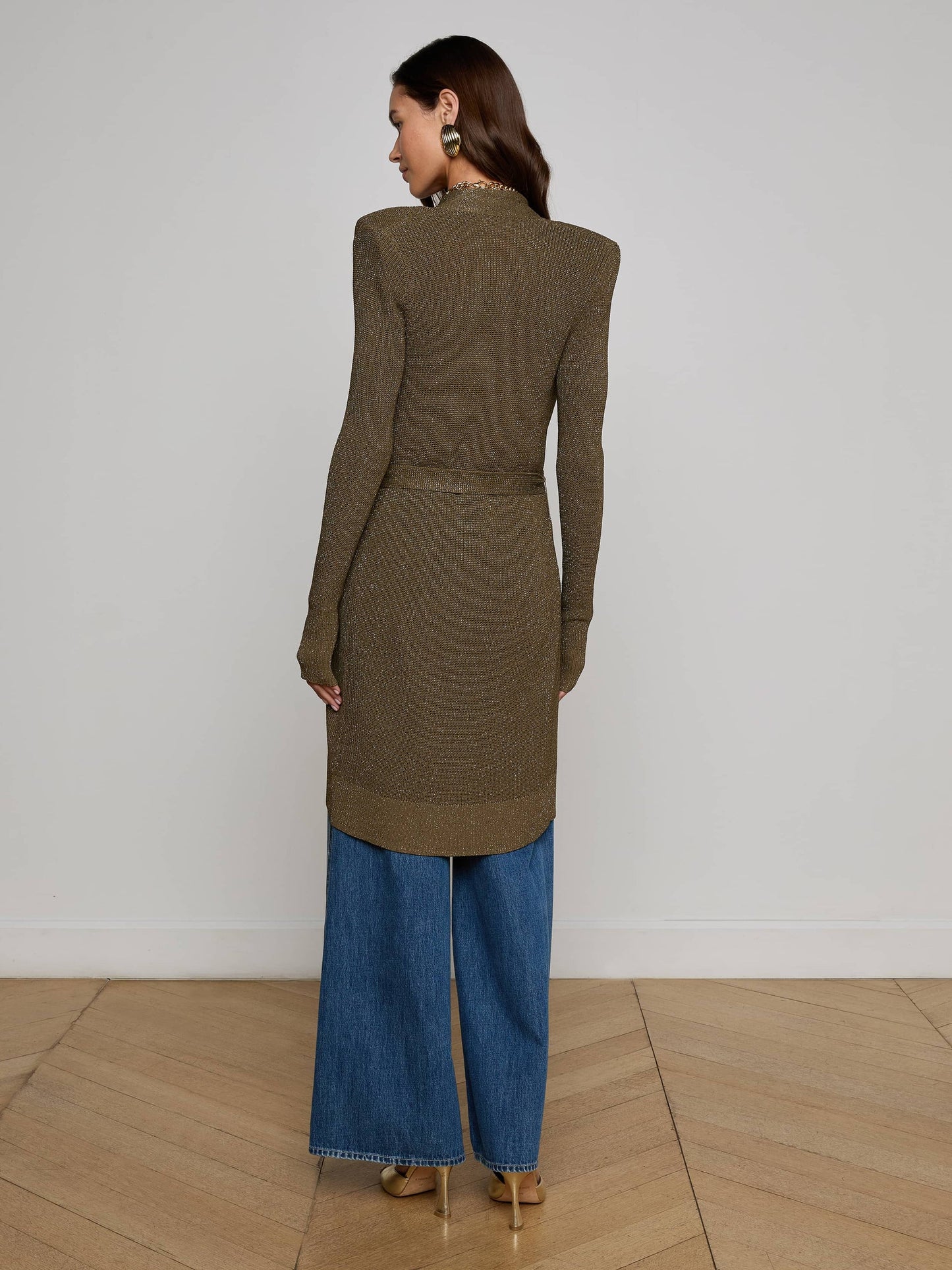 NOE DOUBLE BREASTED CARDI - PINE/GOLD