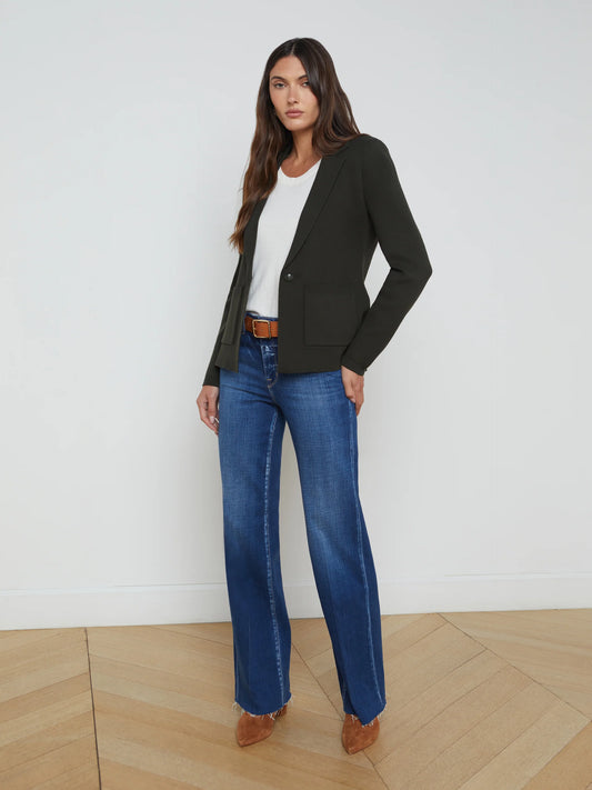 LACEY KNIT BLAZER - DEEP OLIVE