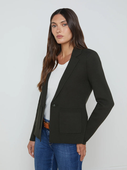 LACEY KNIT BLAZER - DEEP OLIVE