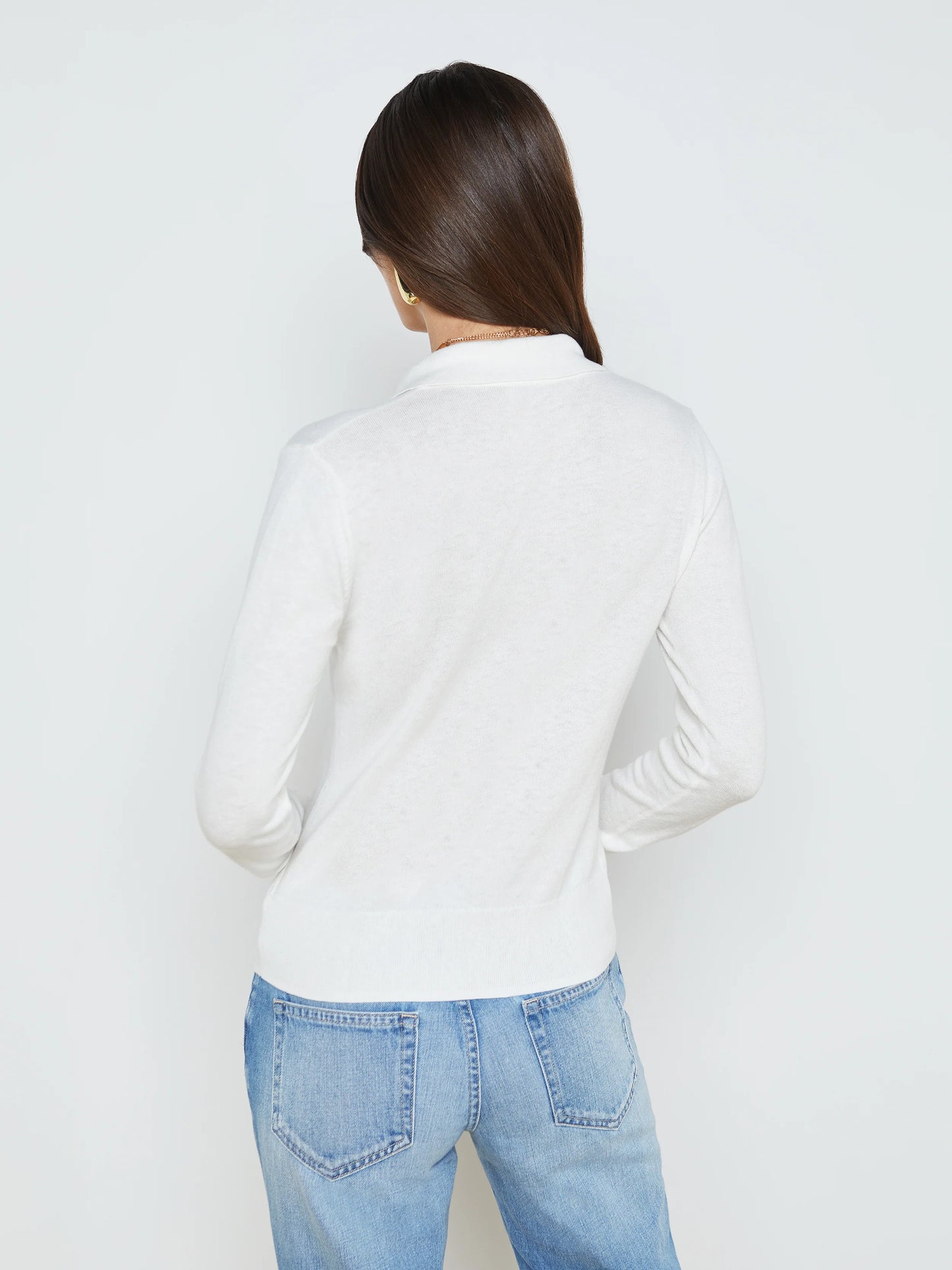 STERLING COLLARED SWEATER - WHITE/GOLD