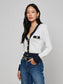TAYA CARDIGAN - WHITE/MIDNIGHT