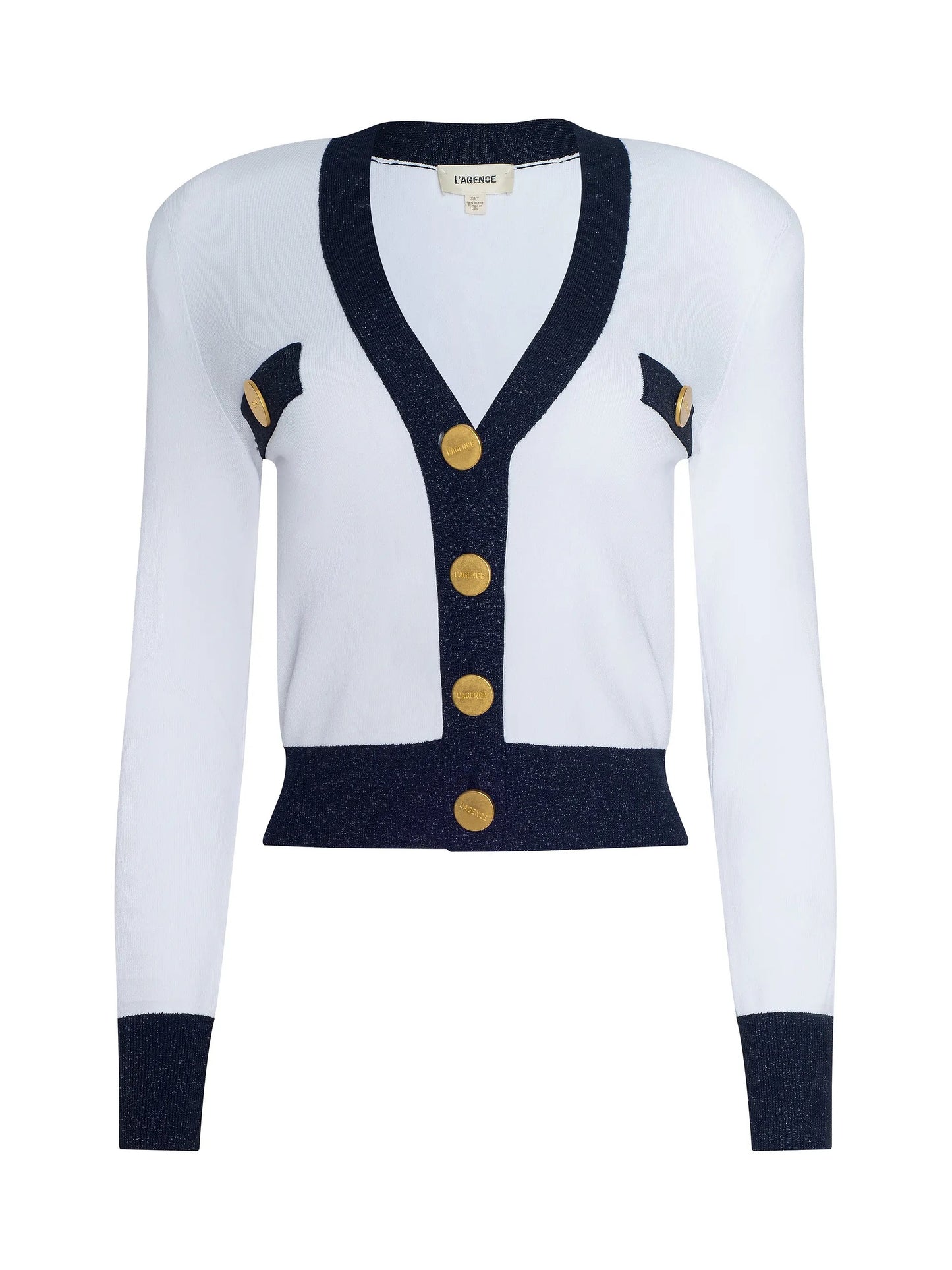 TAYA CARDIGAN - WHITE/MIDNIGHT