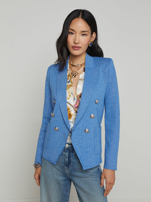 KENZIE KNIT BLAZER - HARBOR BLUE/SILVER