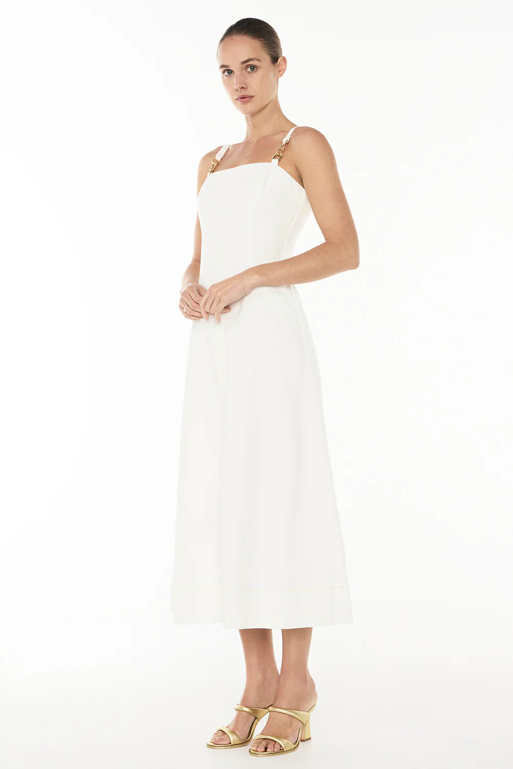 *PREORDER* COTE BLANC DENIM MINI DRESS - WHITE