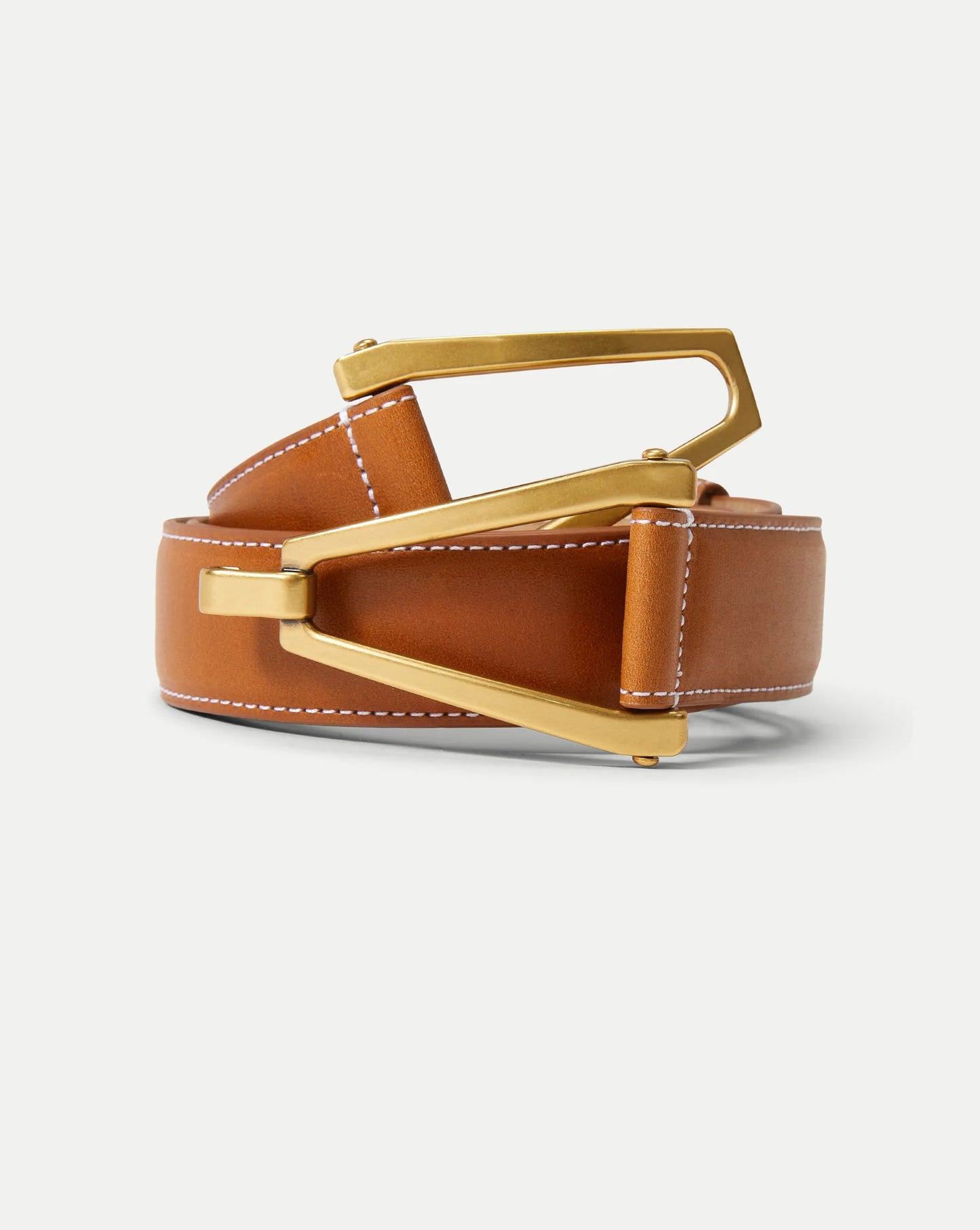 V LEATHER BELT - HAZELWOOD