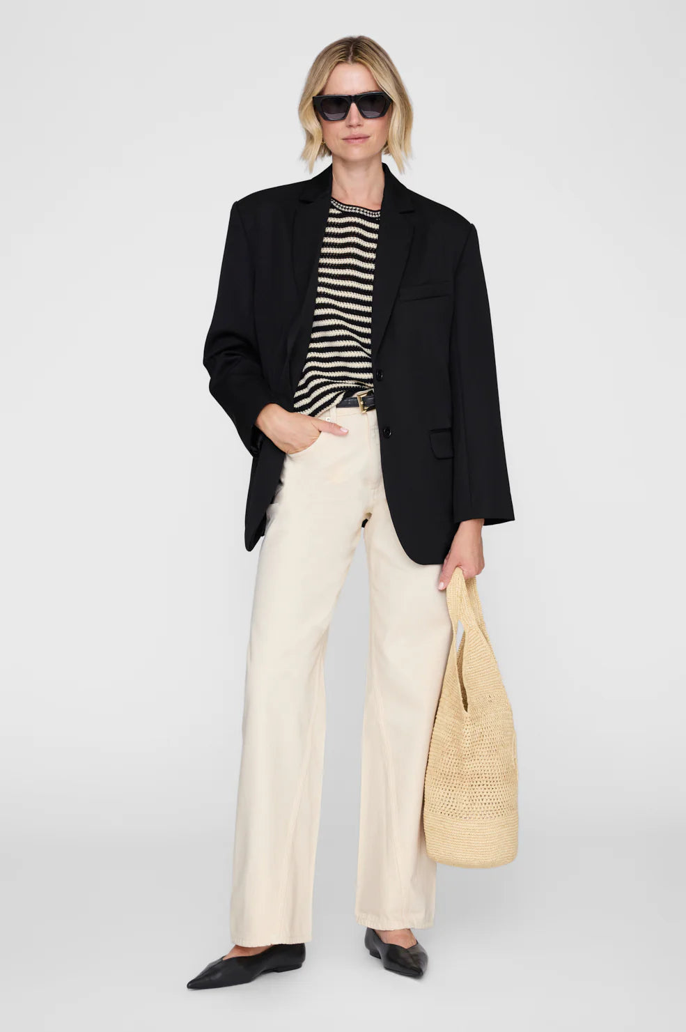 THEO SWEATER - BLACK/IVORY STRIPE