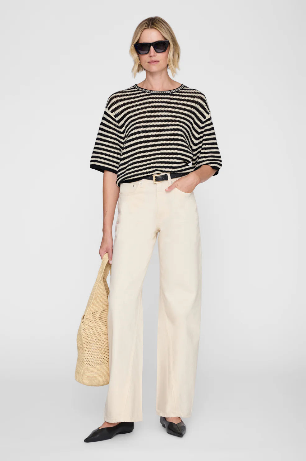 THEO SWEATER - BLACK/IVORY STRIPE