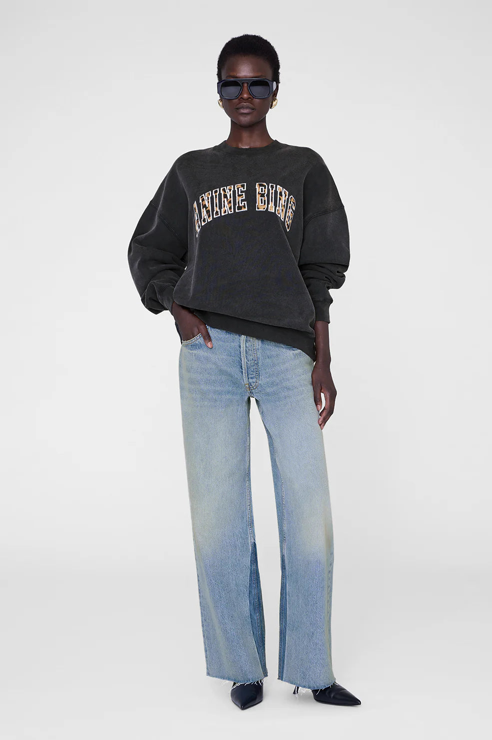 *PREORDER* MILES SWEATSHIRT AB LEOPARD - WASHED BLACK