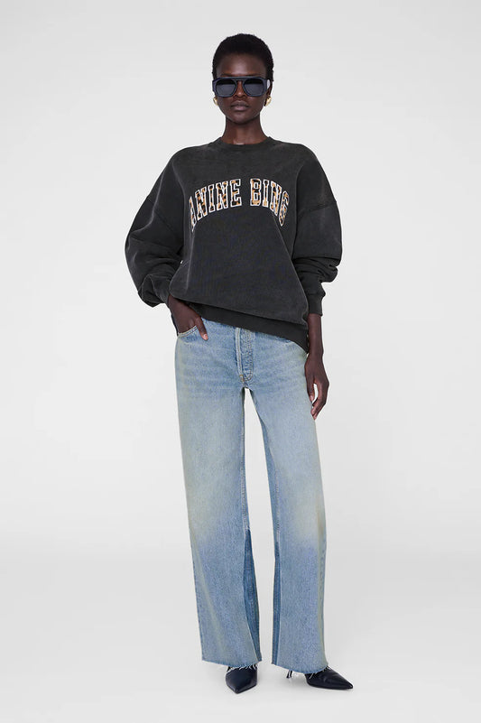 *PREORDER* MILES SWEATSHIRT AB LEOPARD - WASHED BLACK