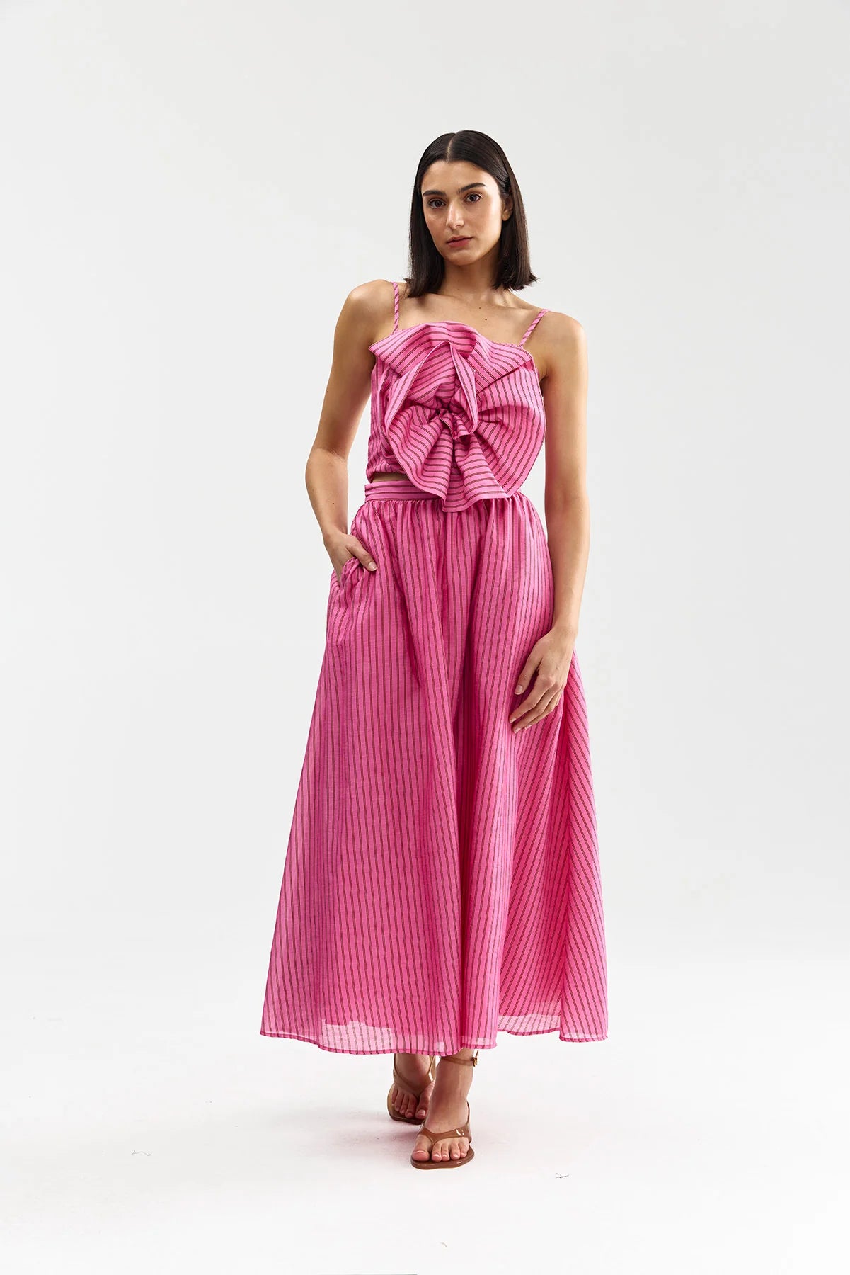 CALLA TOP - POPPY BARK STRIPE