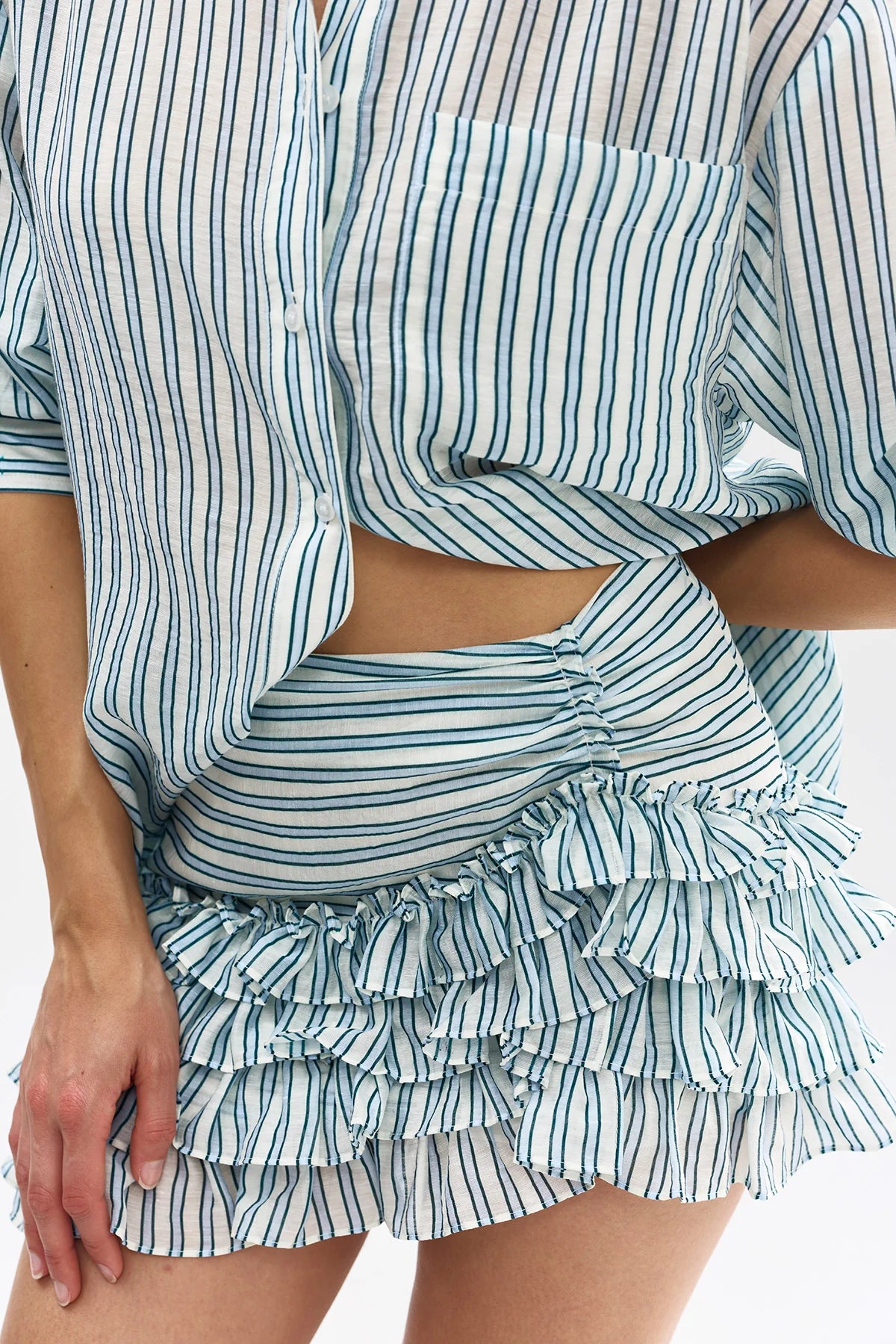 *PREORDER* BUDDY SHIRT - POWDER ANTIQUE STRIPE