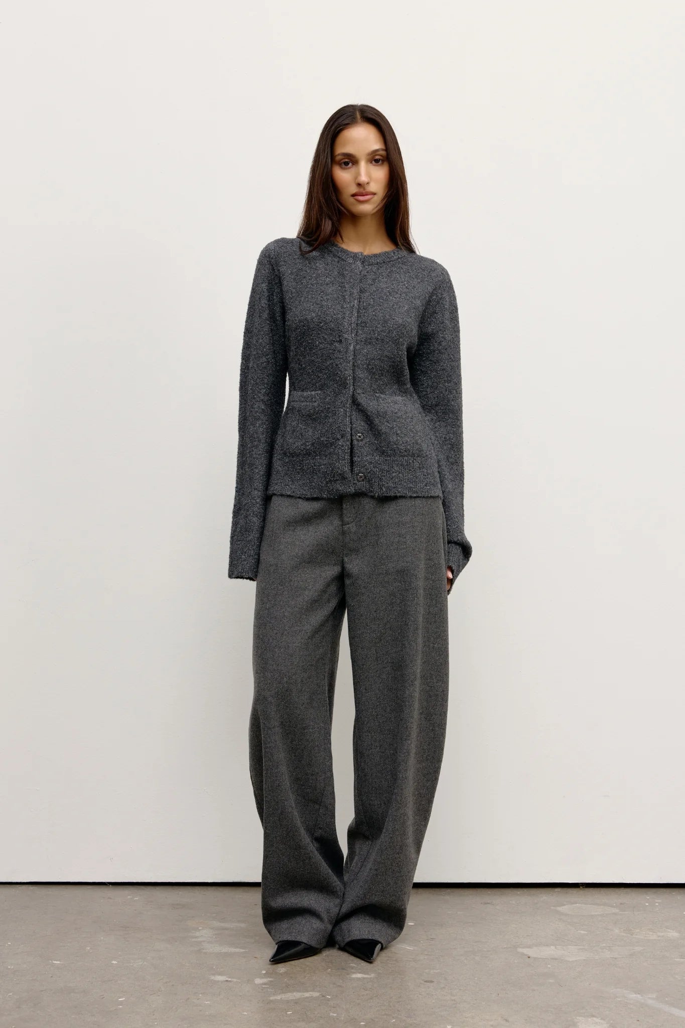 *PREORDER* BEATRICE CARDIGAN - DARK HEATHER GREY