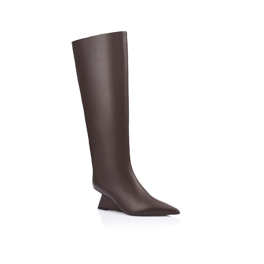 BEN WEDGE KNEE HIGH BOOT - CHOCOLATE
