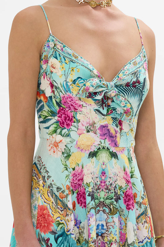 THE GARDENS OF QUELEZ TIE FRONT DRESS
