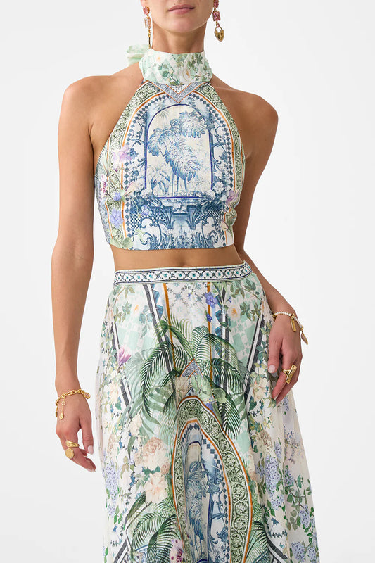 JARDIM PARTY HALTER TIE BACK TOP