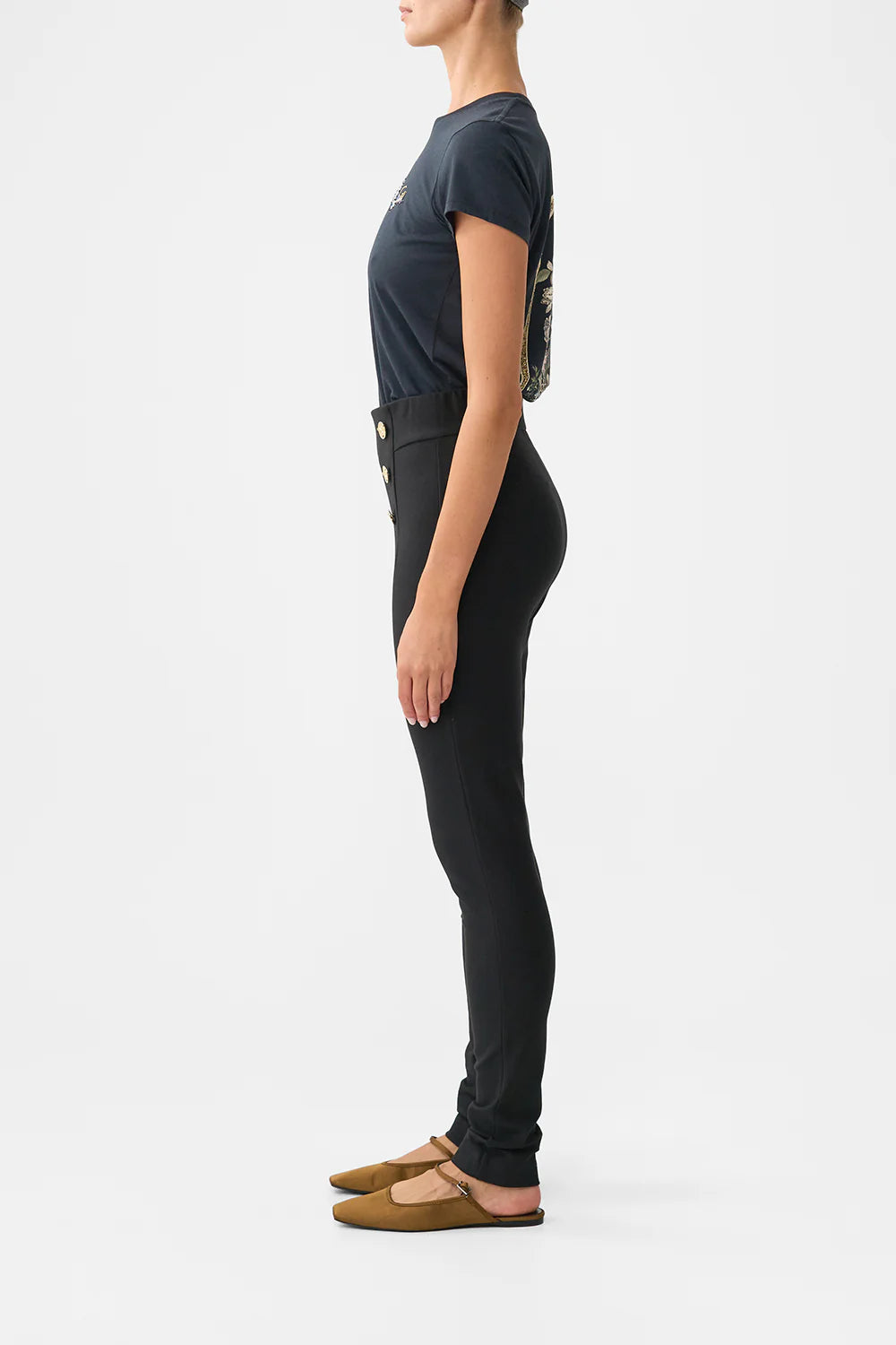 EMBELLISHED PONTE PANT - OTTOMAN