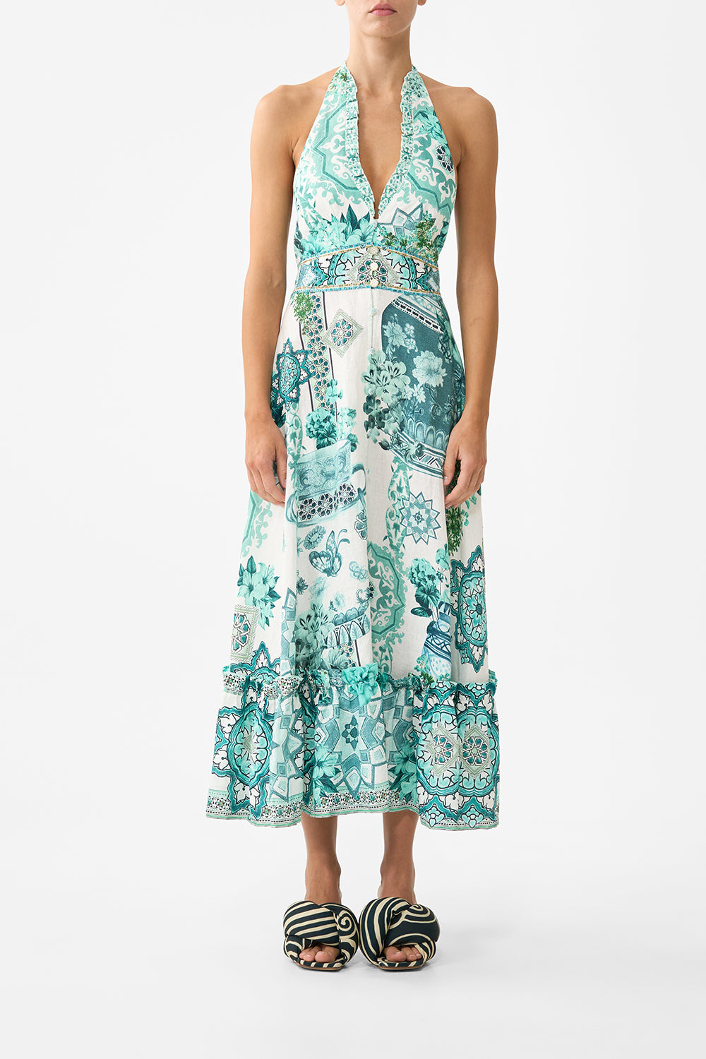 BALEARIC BEBÉ RUFFLE HALTER DRESS