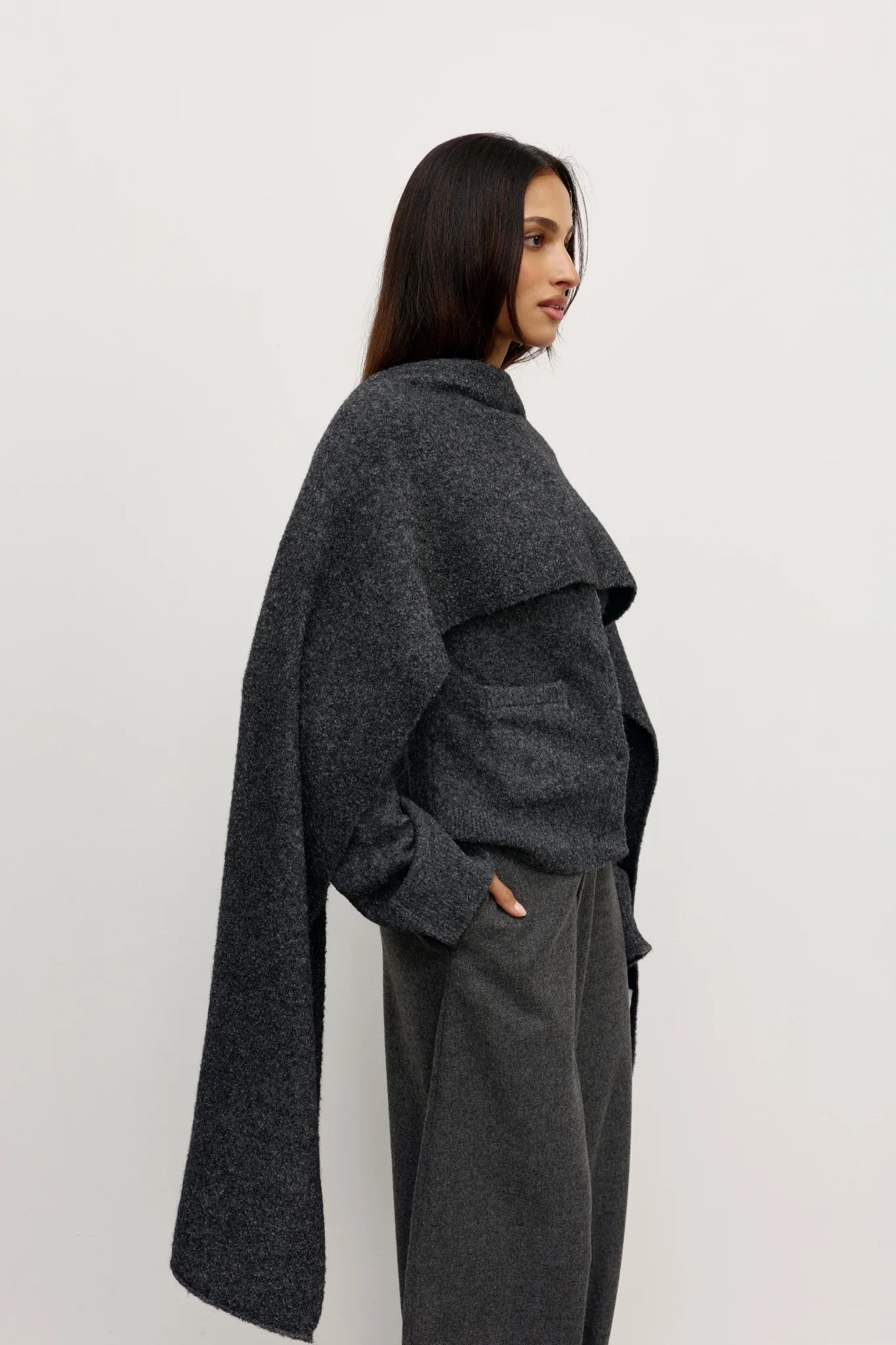 *PREORDER* CAPE SCARF - DARK HEATHER GREY