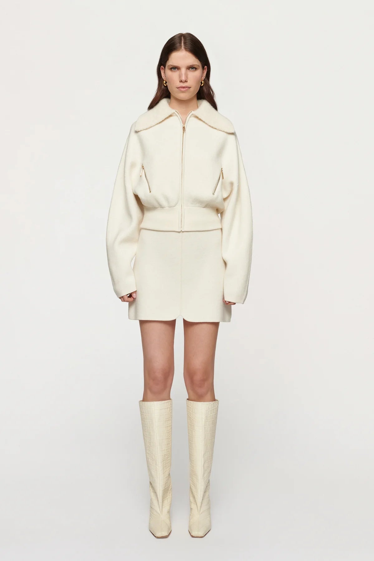 ATLAS KNIT MINI SKIRT - OFF WHITE