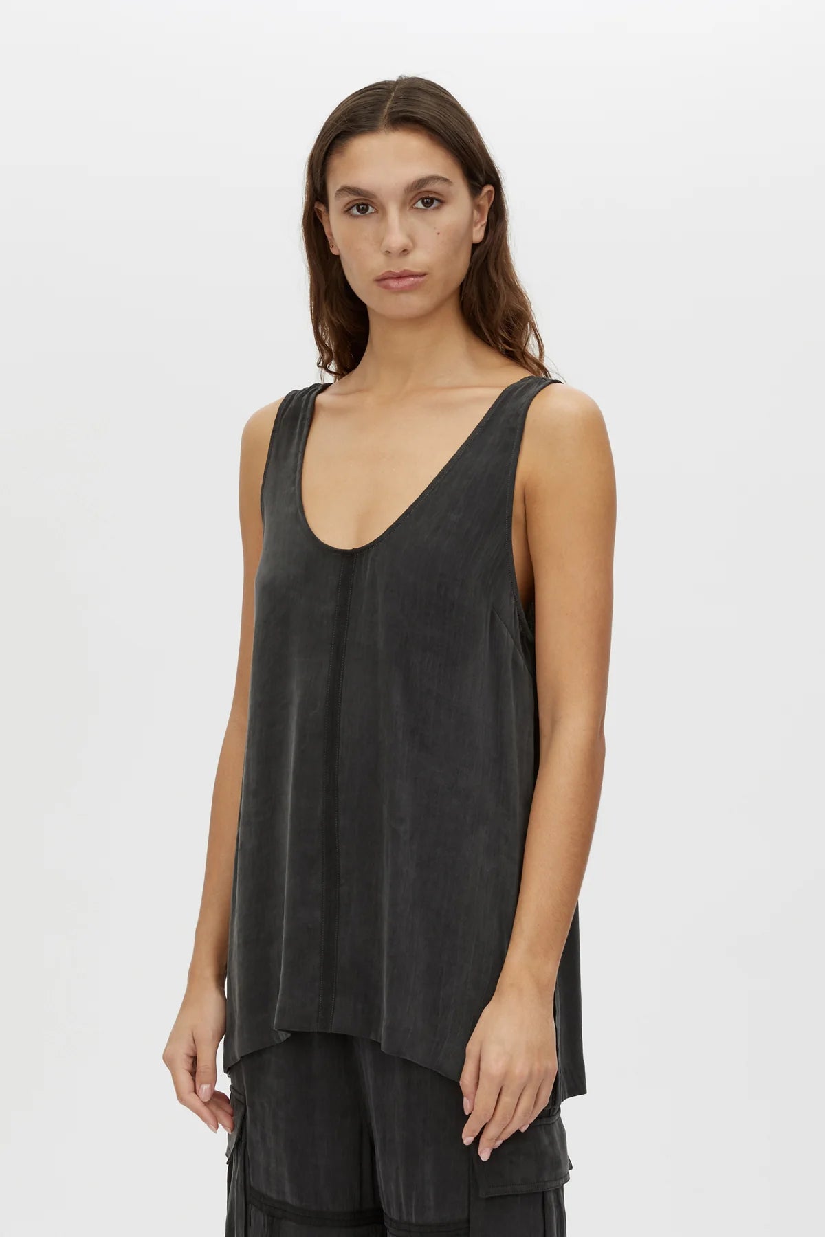 ALLEGRO SATIN TANK - WASHED BLACK