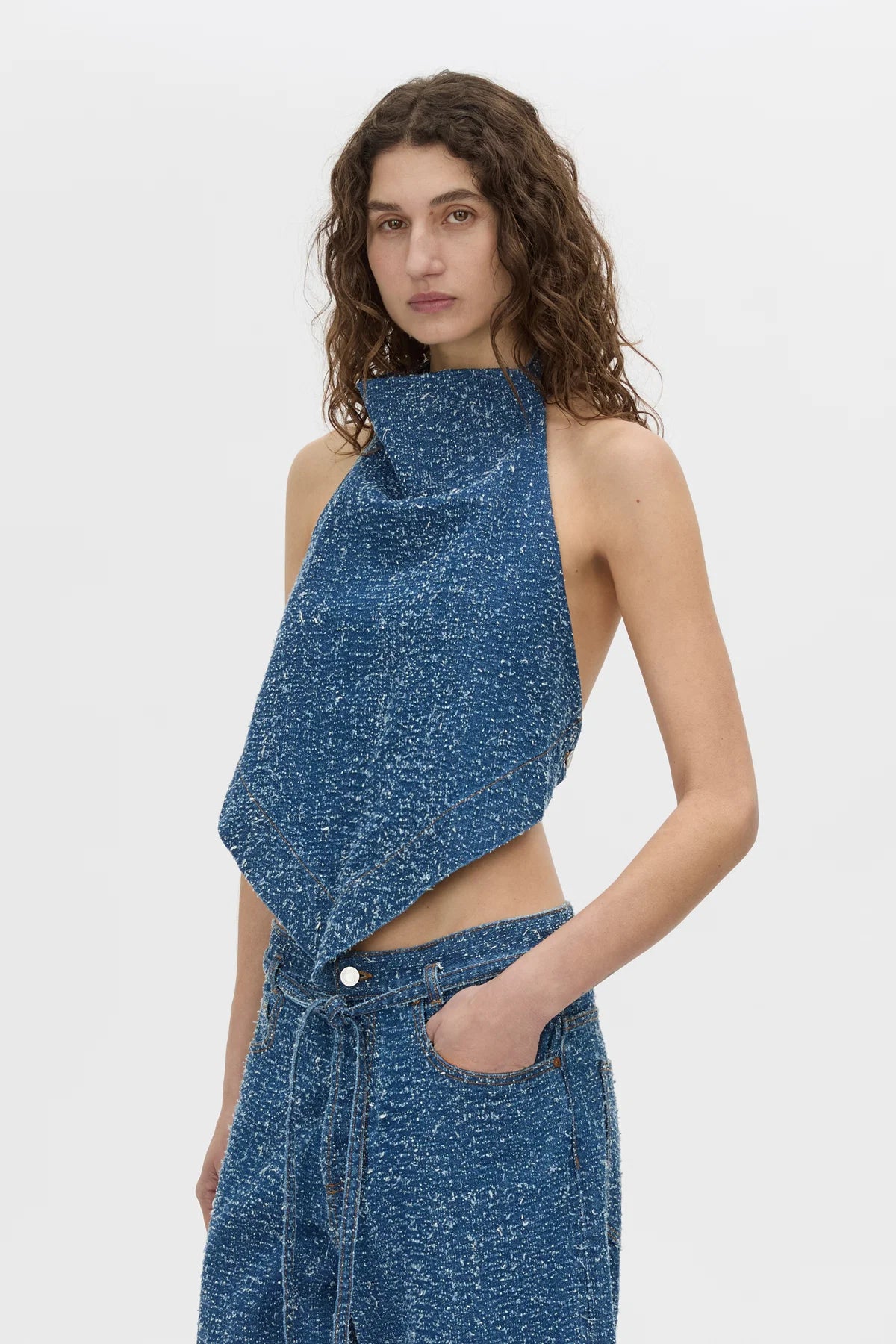 ELENI DENIM TOP - BLUE NEPS
