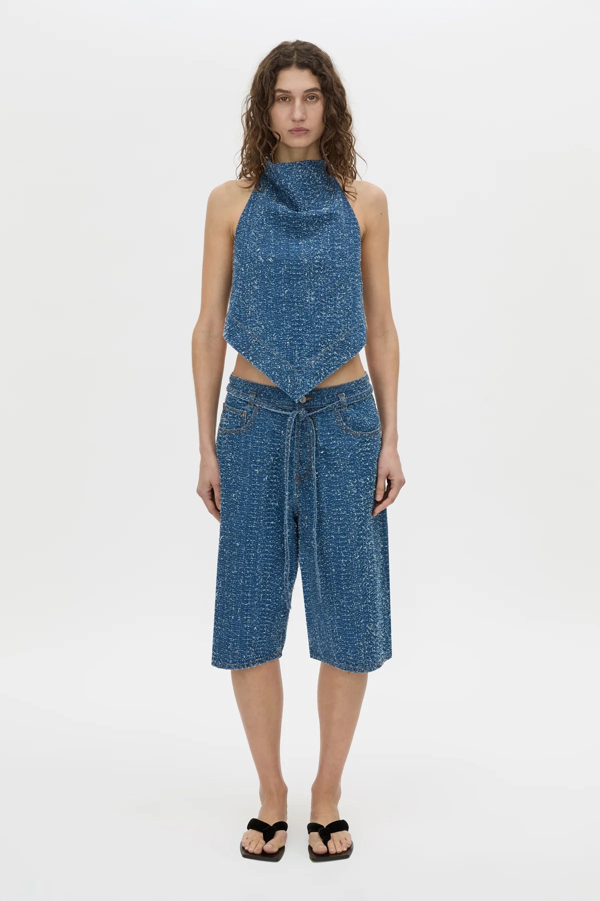 ELENI DENIM TOP - BLUE NEPS