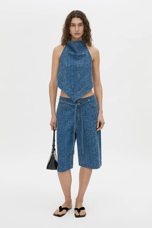 ELENI DENIM TOP - BLUE NEPS