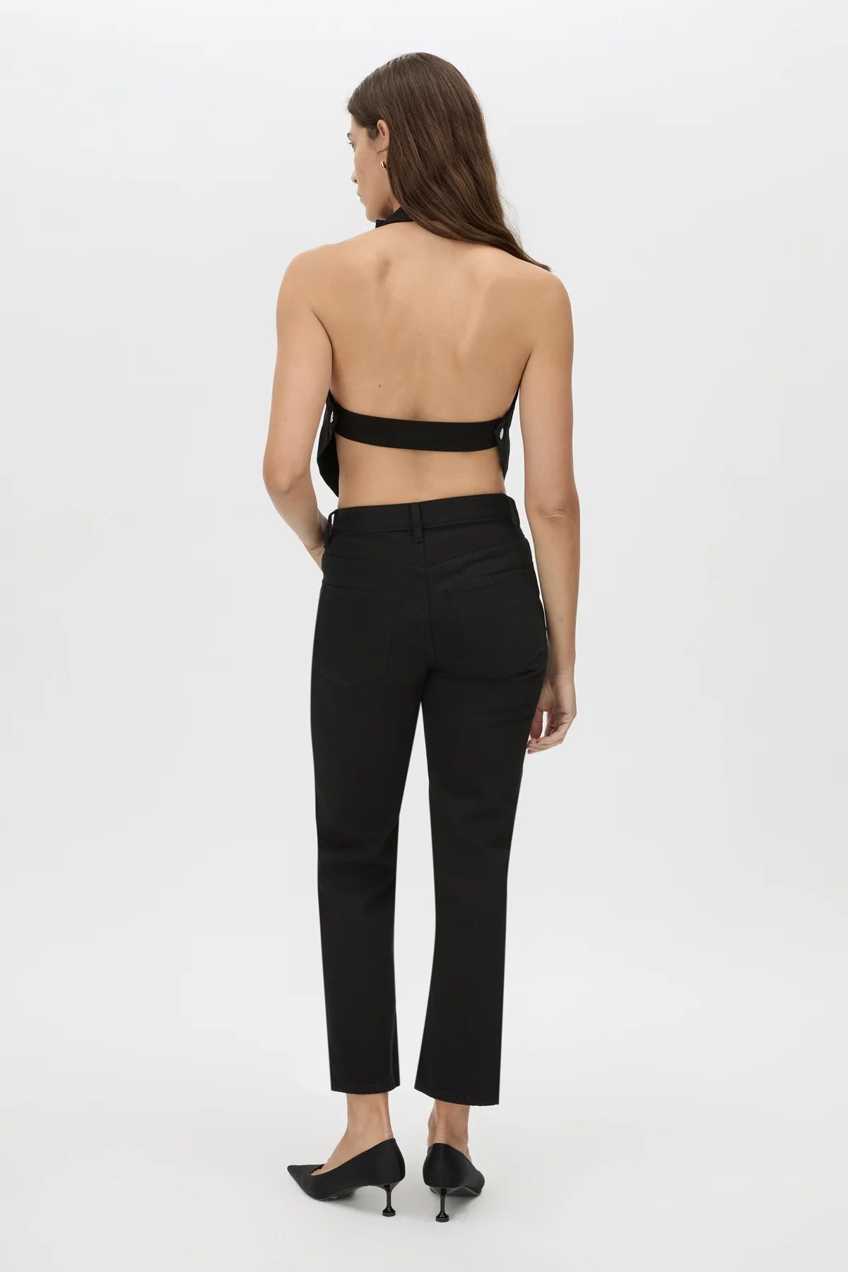 ELENI DENIM TOP - BLACK
