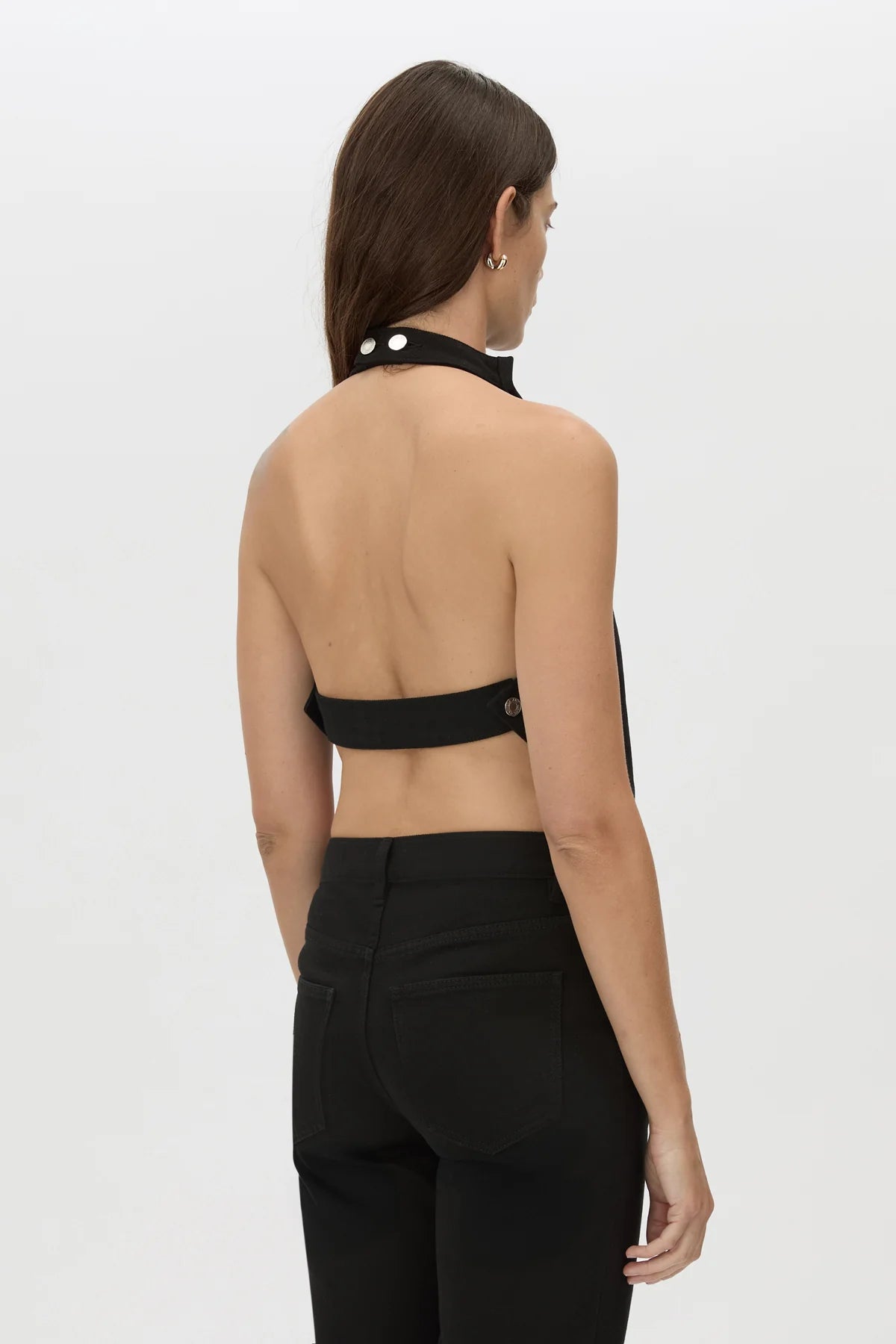 ELENI DENIM TOP - BLACK