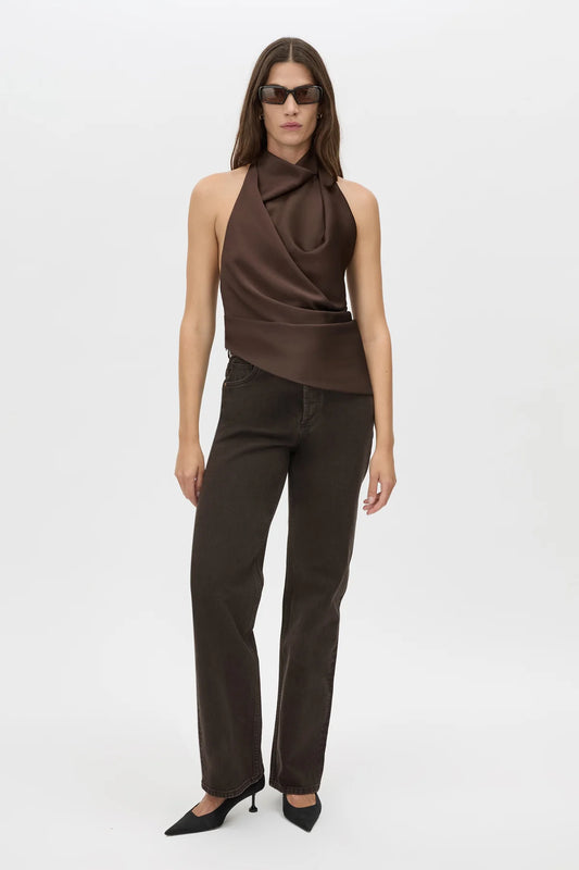 ELOWYN HALTER TOP - BROWN