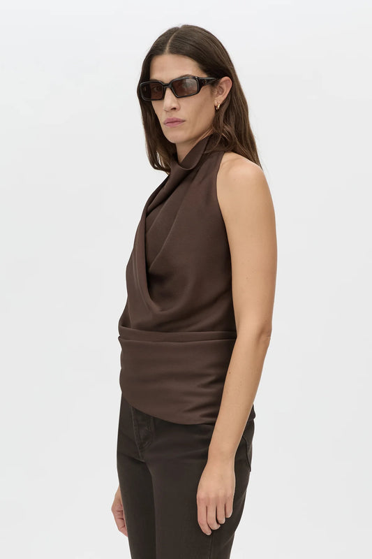 ELOWYN HALTER TOP - BROWN