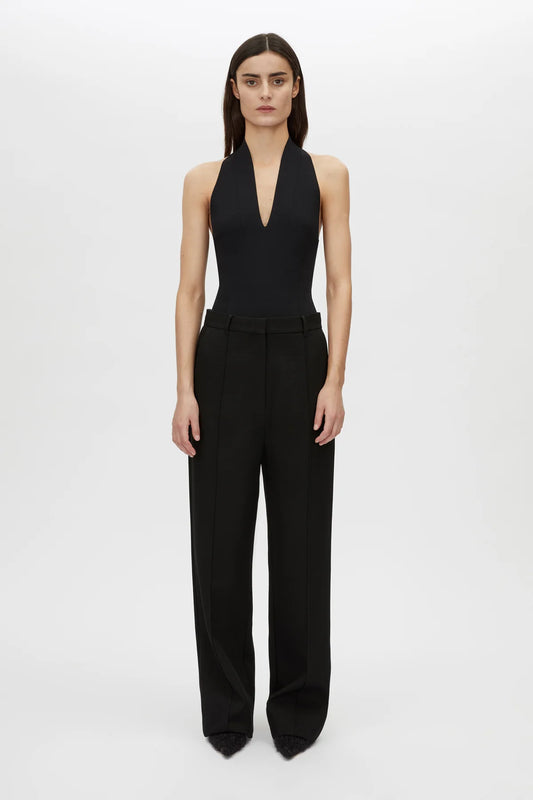 KESTREL PLUNGE NECK BODYSUIT - BLACK