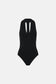 KESTREL PLUNGE NECK BODYSUIT - BLACK