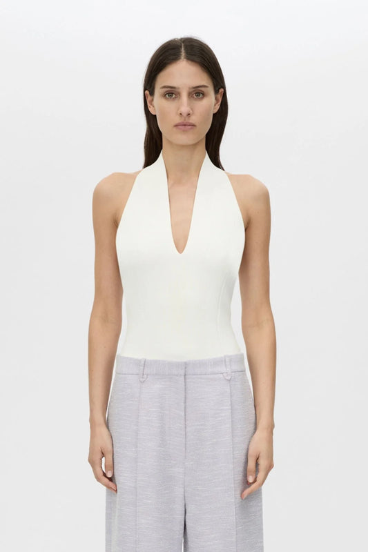 KESTREL PLUNGE NECK BODYSUIT - CREAM