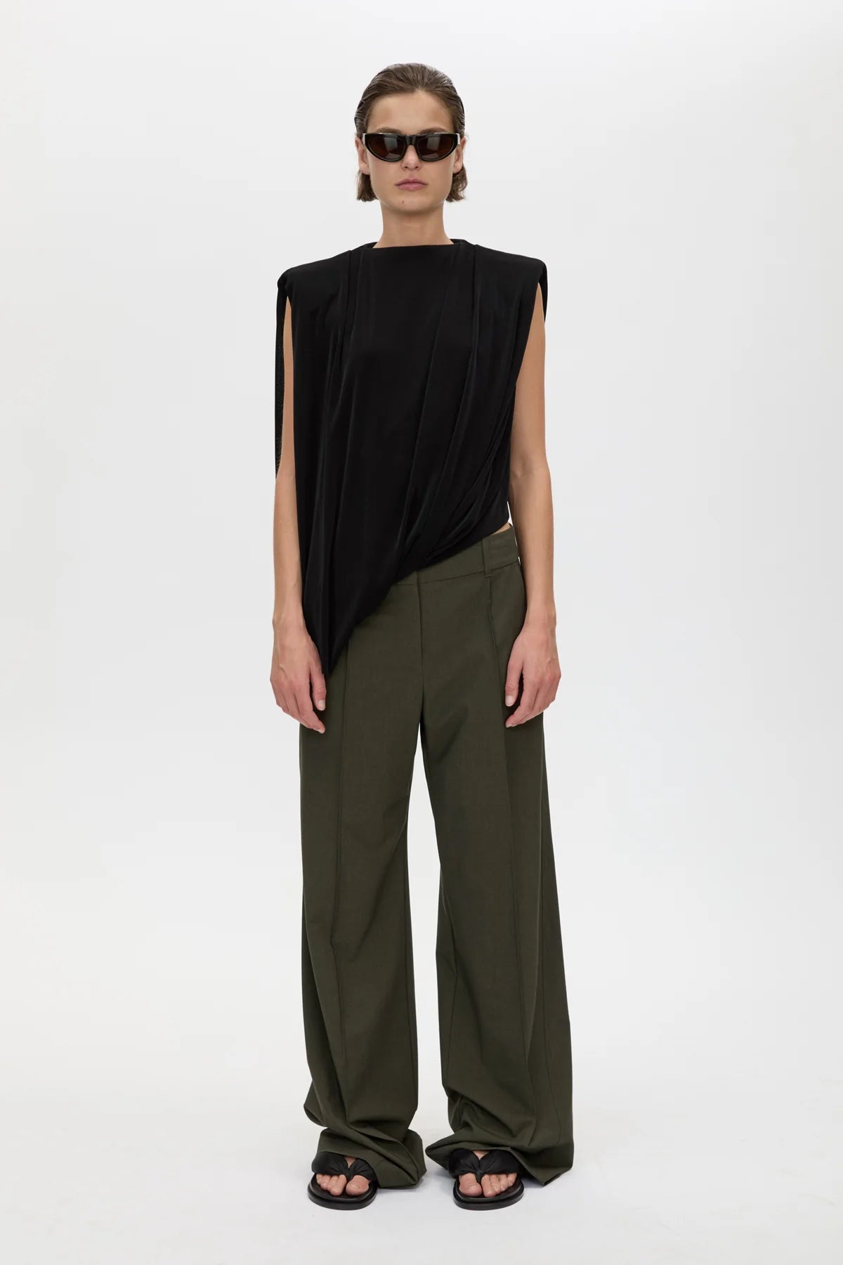 RAVINE DRAPED TOP - BLACK