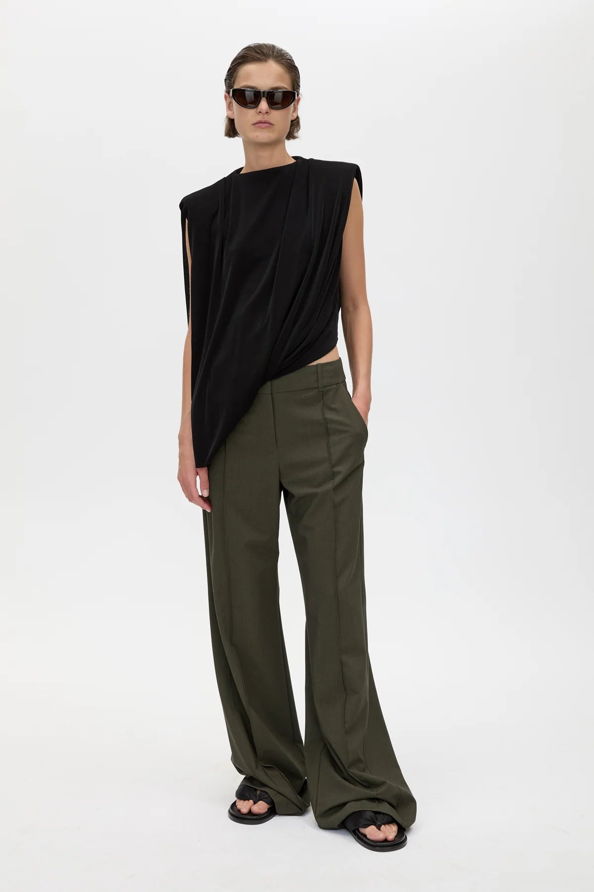 RAVINE DRAPED TOP - BLACK