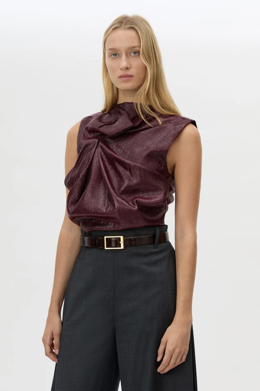 SANA DRAPE TOP - BURGUNDY