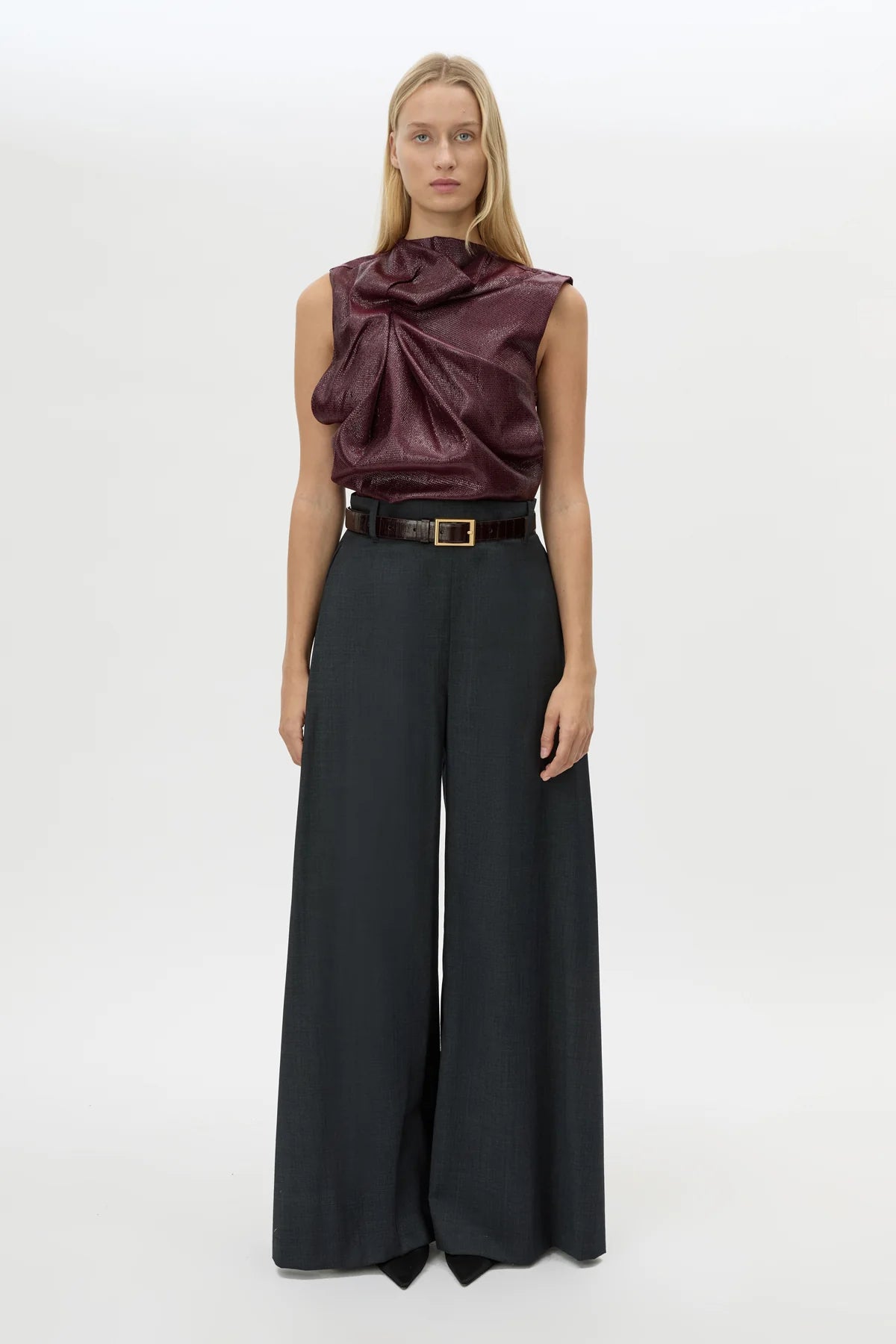 SANA DRAPE TOP - BURGUNDY