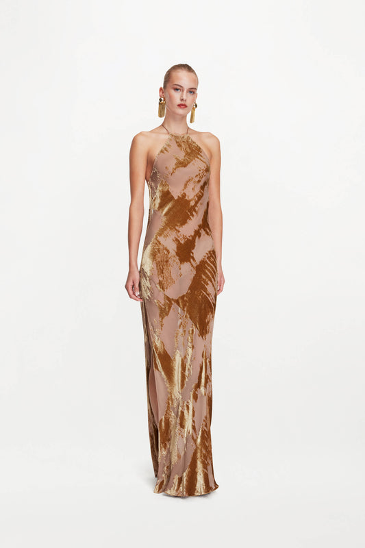 ANAIS VELVET DRESS - MOON SAND