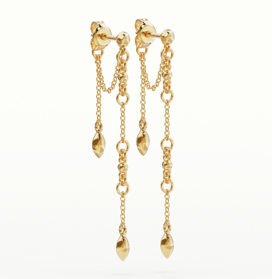 LUCK AND LOVE CHAIN EARRINGS - GOLD