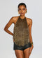SABLE FRINGE TOP - BRONZE