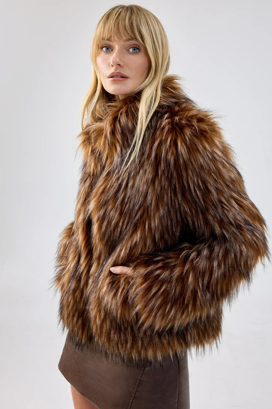 FUR DELISH JACKET - BROWN RACCOON