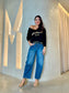 GLASS CRYSTAL EMBELLISHED TOP - BLACK
