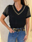 V-NECK STUD TEE - BLACK