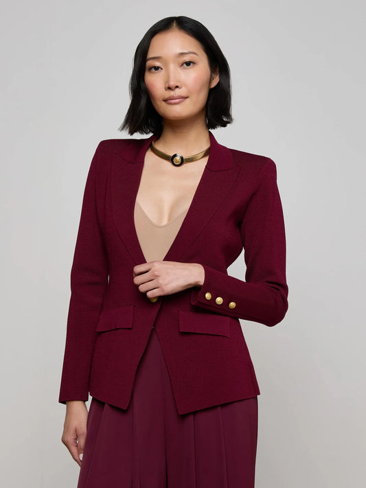 KNIT BLAZER - DARK PORT/GOLD