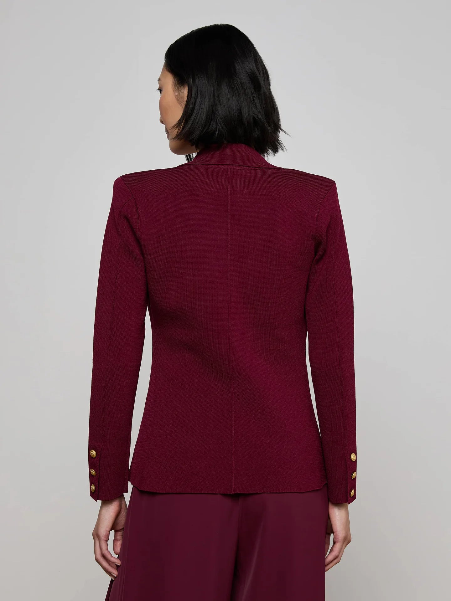 KNIT BLAZER - DARK PORT/GOLD