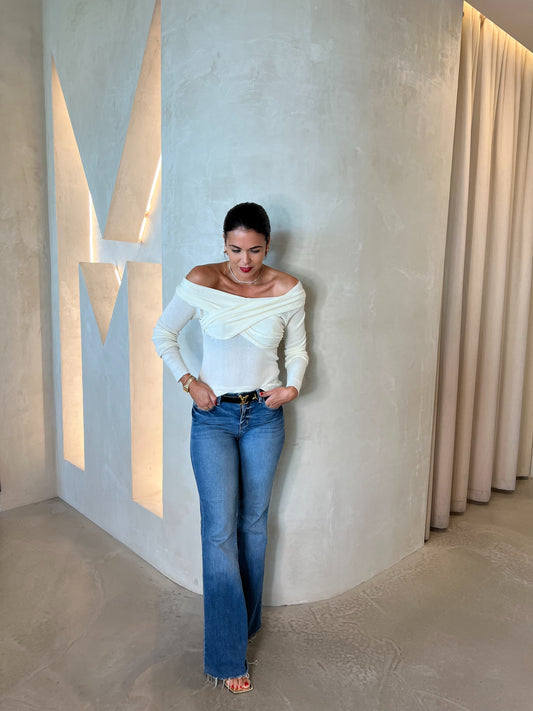 KINSLEE OFF SHOULDER KNIT - WHITE