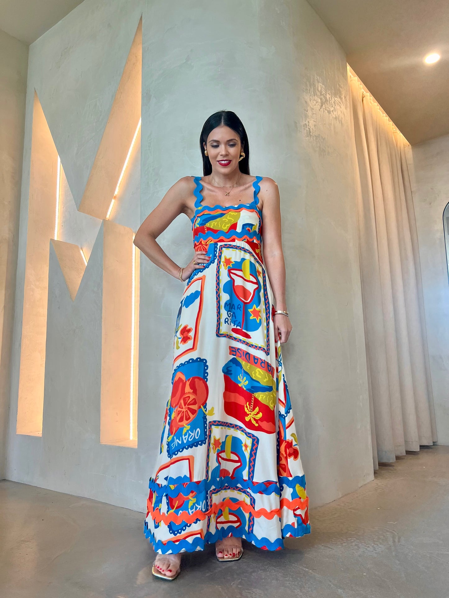 MAXI DRESS - BLUE/RED