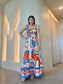 MAXI DRESS - BLUE/RED