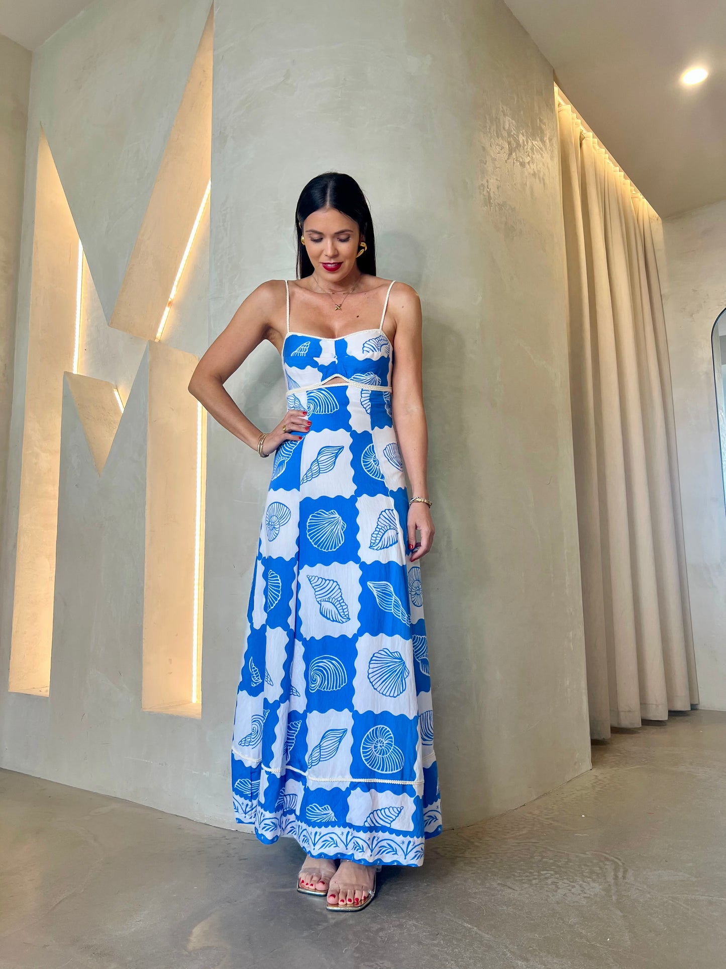 MAXI DRESS - OCEAN BLUE/WHITE